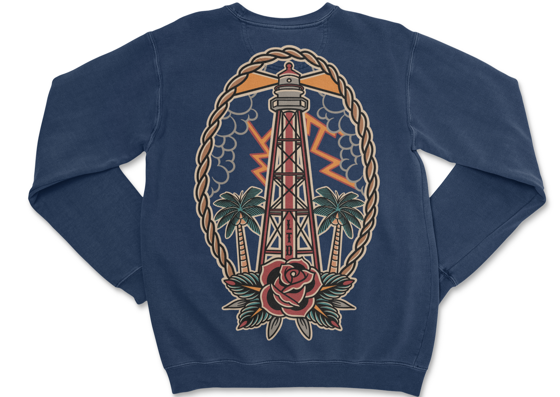 12"x17" Oversized Sweatshirt with Tattoo Style Artwork on Back