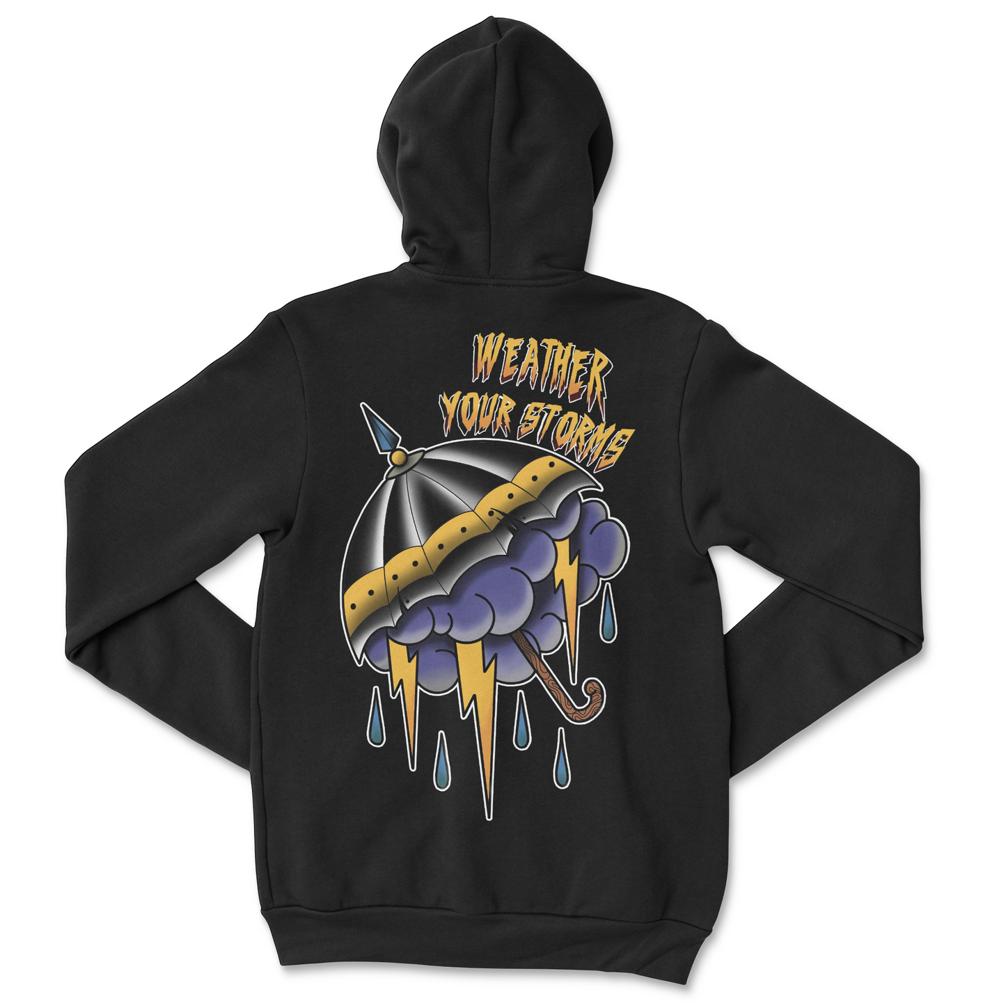 11"x14" Weather your storms Legendary LTD Hoodie Back print design 