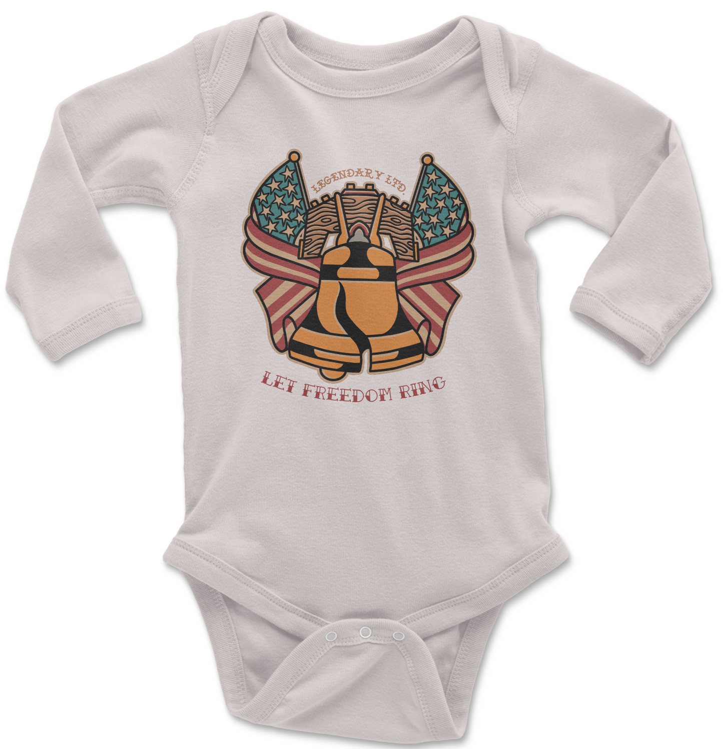 Onesie with Legendary LTD 6x6 Let Freedom Ring Design 